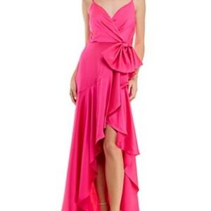 Taylor Vibrant Pink High Low Dress